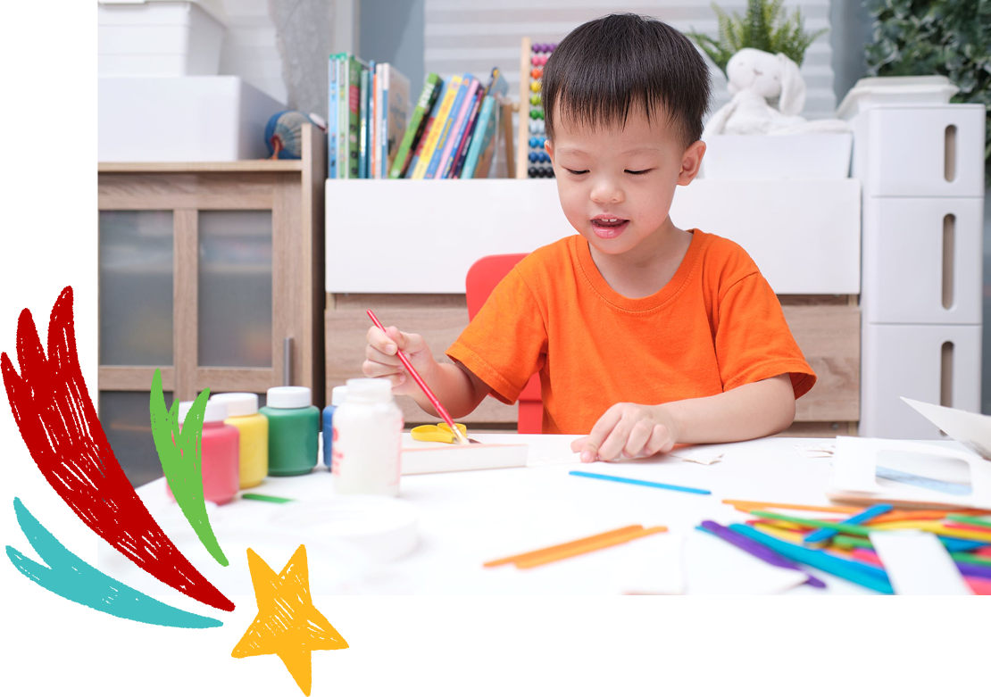 child making art